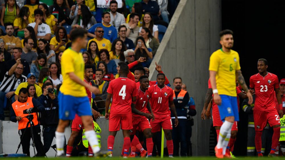 Selebrasi Panama usai cetak gol ke gawang Brasil Copyright: © Octavio Passos/Getty Images