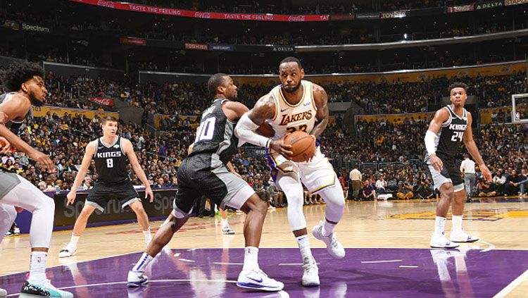 Pemain Megabintang Lakers, LeBron James. Copyright: © Andrew D. Bernstein/NBAE via Getty Images