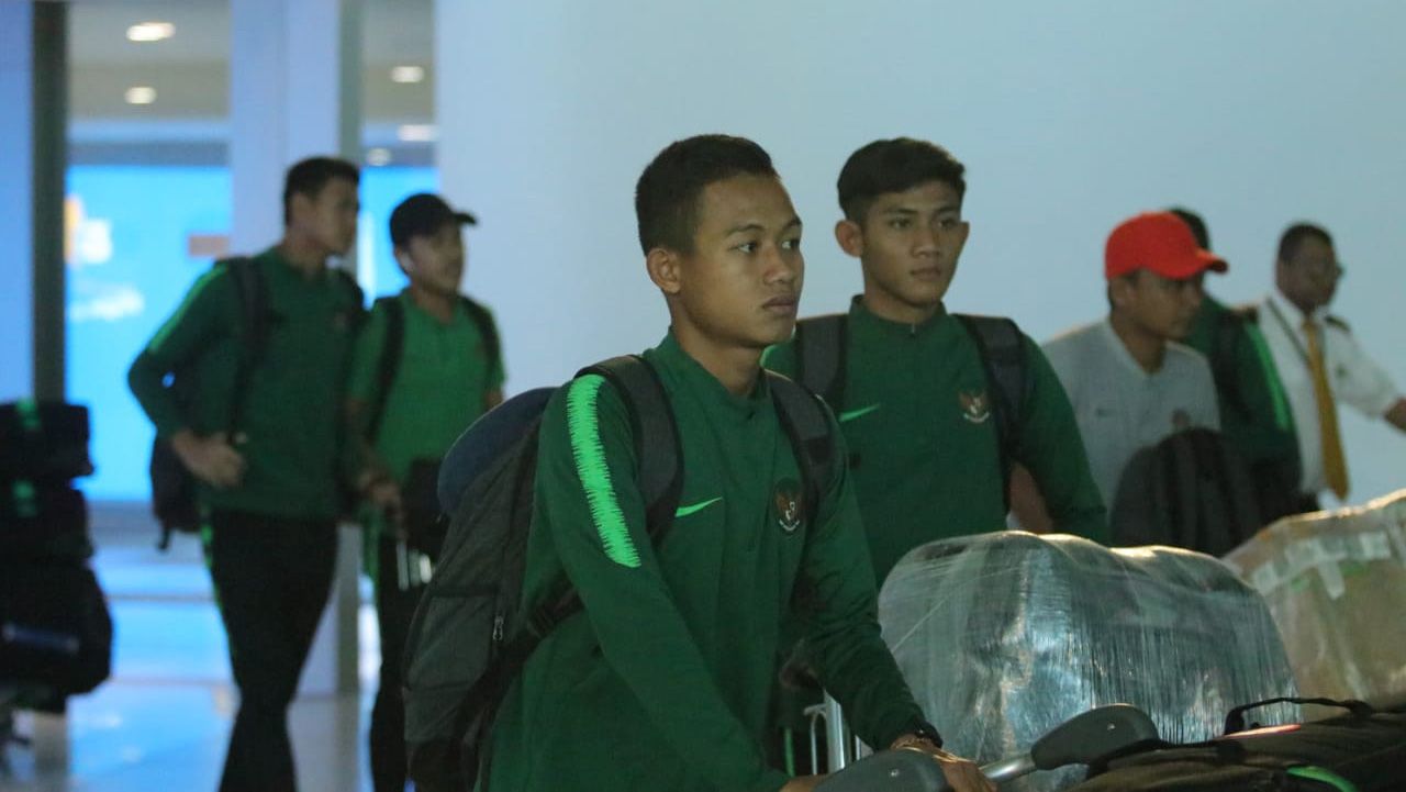 Sani Rizki Fauzi pemain Timnas U-23 tiba di Indonesia. Copyright: © Bandung Saputra/PSSI
