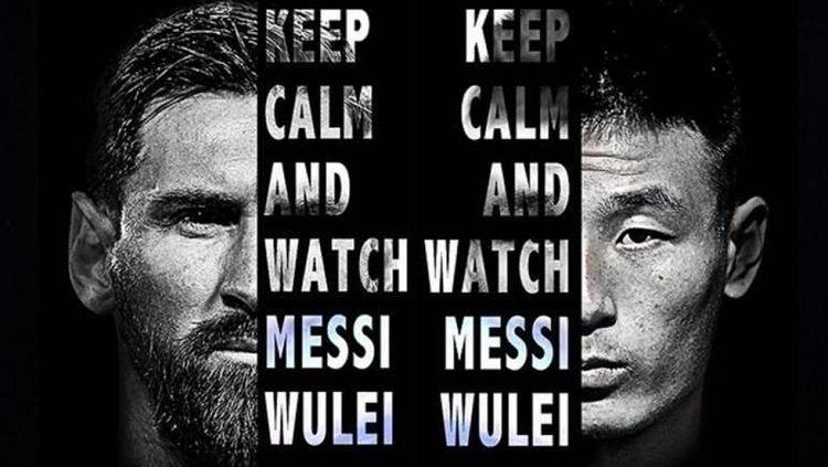 Poster Messi vs Wu Lei untuk siaran langsung Barcelona vs Spanyol, 30 Maret 2019 Copyright: © OTRAS Fuentes/Mundo Deportivo