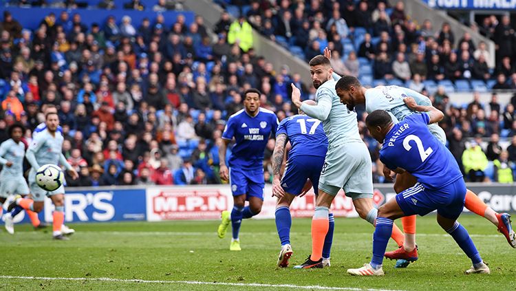 Ruben Loftus-Cheek mencetak gol yang menjadi penentu kemenangan Chelsea atas Cardiff. Copyright: © Stu Forster/Getty Images