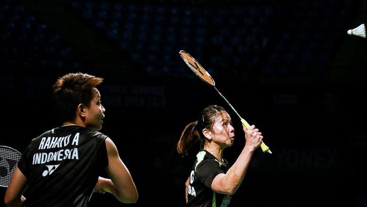 Ganda putri Indonesia Greysia Polii dan Apriyani Rahayu ketika berlaga di turnamen bulu tangkis India Open 2019. Copyright: © Mark Phelan/Badminton Photo