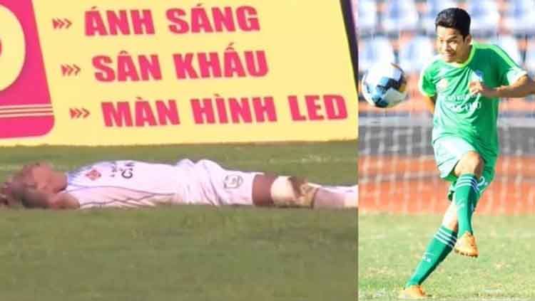 Nguyen Van Quan terkapar usai mencetak gol bunuh diri aneh di laga XSKT Can Tho vs Bin Phuoc Copyright: © www.foxsportasia.com