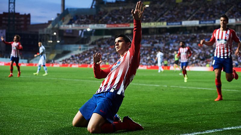 Alvaro Morata merayakan gol yang ia cetak bersama Atletico Madrid Copyright: © Juan Manuel Serrano Arce / Stringer