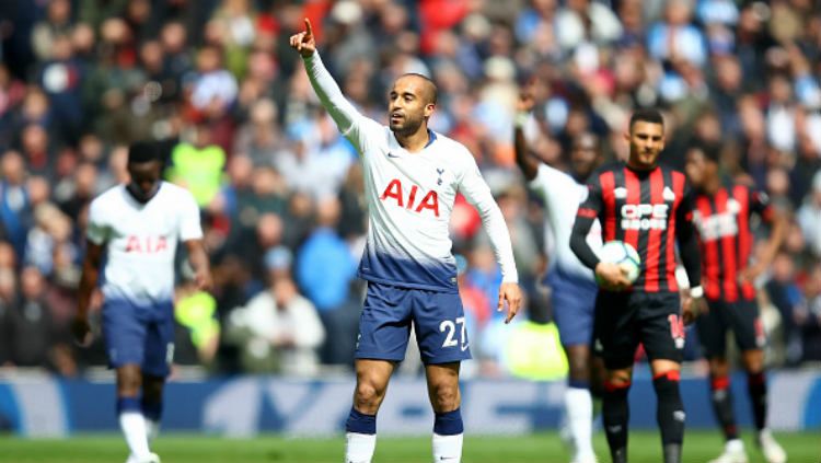 Aksi Lucas Moura dalam pertandingan Tottenham vs Huddersfield Copyright: © Julian Finney/Getty Images