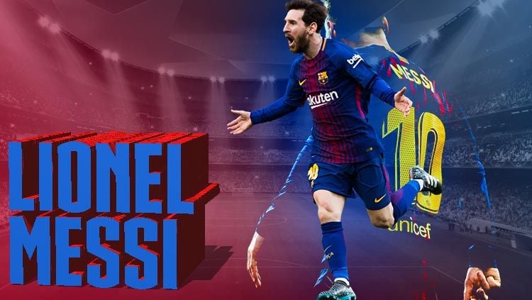 Lionel Messi adalah seorang pemain sepak bola yang saat ini bermain untuk FC Barcelona, bermain sebagai penyerang. Copyright: © Footy Render.com/Indosport/Yooan Rizky Syahputra