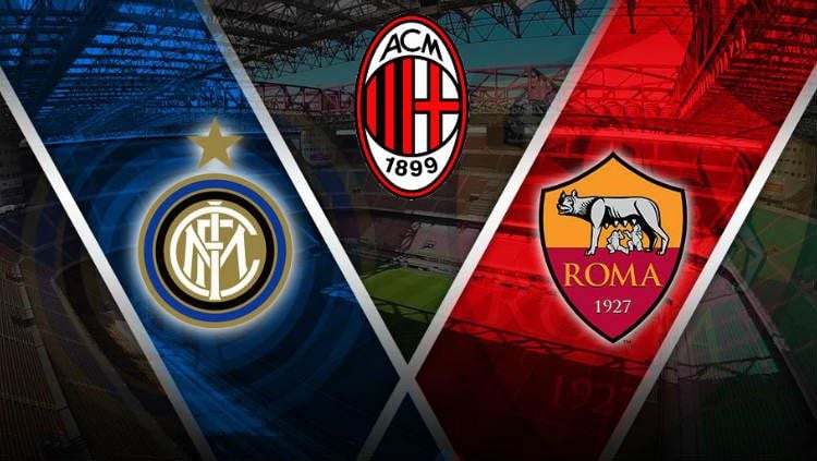 Tiga raksasa sepak bola Serie A Liga Italia, Inter Milan, AS Roma, dan AC Milan, terlibat urusan transfer pemain Januari ini. Copyright: © INDOSPORT