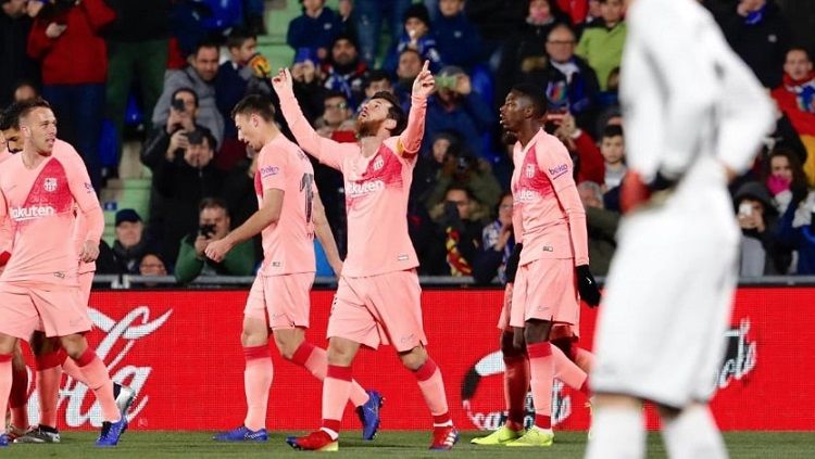 Pemain Barcelona, Alena, merayakan golnya ke gawang Alaves di laga jornada ke-34 LaLiga Spanyol, Rabu (24/04/19) Copyright: © Twitter  ‏@FCBarcelon