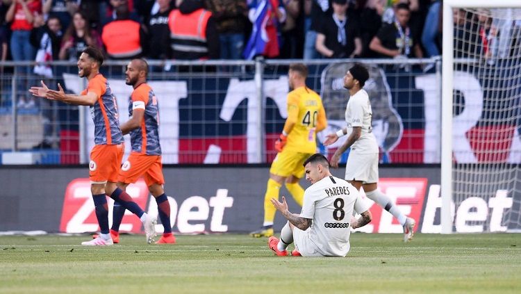 Pertandingan antara Montpellier vs PSG pada pekan ke-34 Ligue 1 Perancis, Rabu (01/05/19). Copyright: © Squawka Football ‏@Squawka