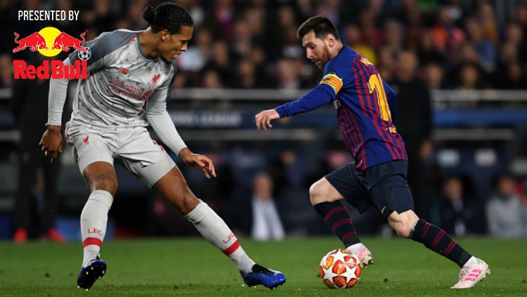 Virgil van Dijk dan Lionel Messi dalam laga leg 1 semifinal Liga Champions: Barcelona vs Liverpool, Rabu (01/05/19). Copyright: © Etsuo Hara/Getty Images