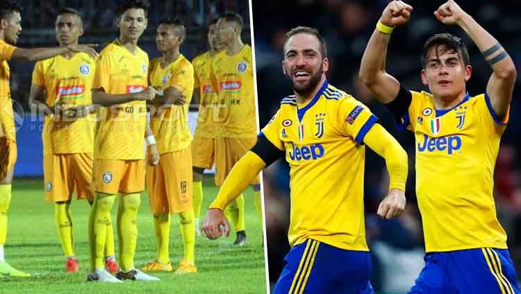 Persamaan warna jersey Arema FC dengan Juventus musim 2017/18. Copyright: &copy; INDOSPORT/Juventus