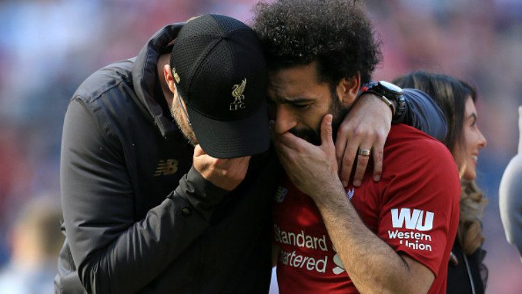 Pemain Liverpool, Mohamed Salah dan Jurgen Klopp. Copyright: © (Simon Stacpoole/Offside/Getty Images)