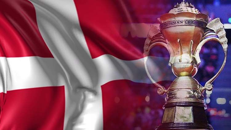 Bendera Denmark dan Piala Sudirman. Copyright: © INDOSPORT/Video Blocks