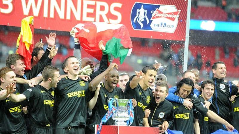 Selebrasi kemenangan Wigan usai kalahkan Manchester City di final Piala FA,  Anthony Devlin - PA Images Copyright: © Anthony Devlin - PA Images