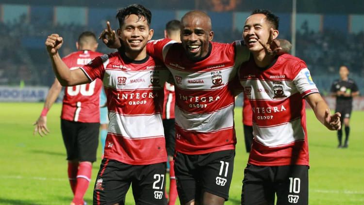 Greg Nwokolo tetap merasa kecewa meski Madura United berhasil menang atas PSM Makassar di Liga 1 2019. Copyright: © maduraunitedfc.com