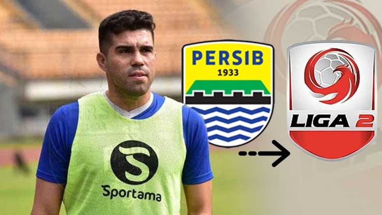 Fabiano Beltrame, logo Persib Bandung, dan Liga 2 Copyright: © Persib/INDOSPORT