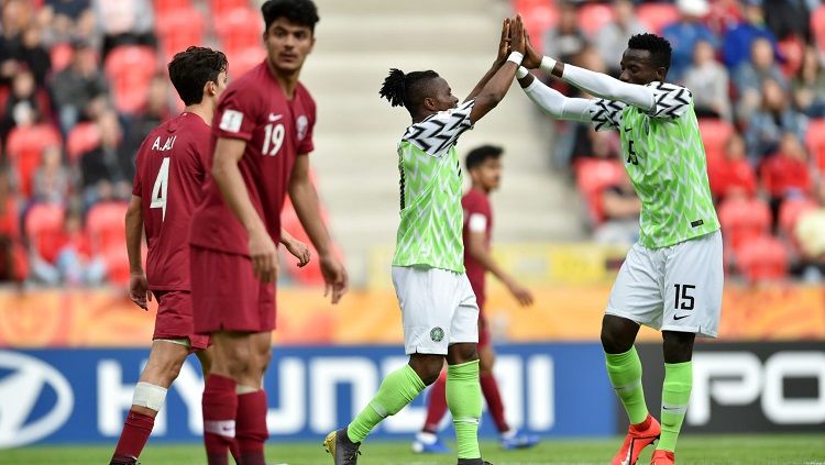Nigeria U-19 menang 4-0 atas Qatar U-19 pada Piala Dunia U-20 di Polandia, Sabtu (25/05/19). Copyright: © guardian.ng