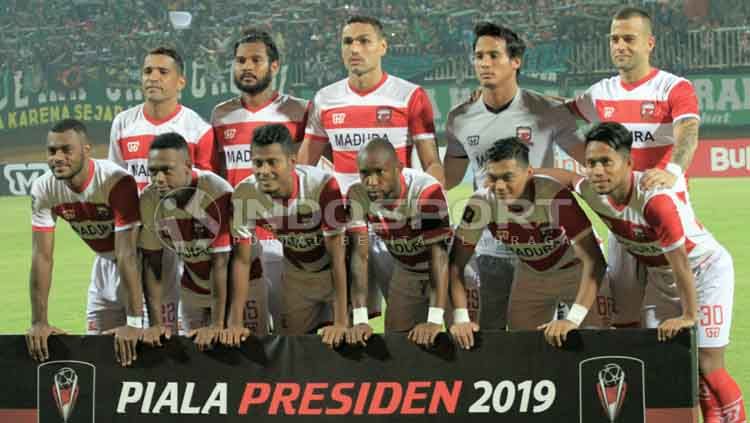 Skuat Madura United di awal musim Liga 1 2019. Copyright: © Ian Setiawan/INDOSPORT