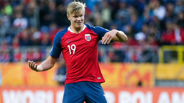 Erling Haland cetak gol dalam laga Norwegia vs Honduras di FIFA World Cup U-20. Copyright: © PressFocus/MB Media/Getty Images