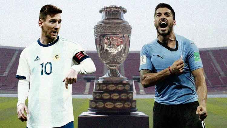 Lionel Messi dan Luis Suarez ketika membela Argentina dan Uruguay. Copyright: © .footyrenders/Worldcupupdates/Eli Suhaeli/INDOSPORT