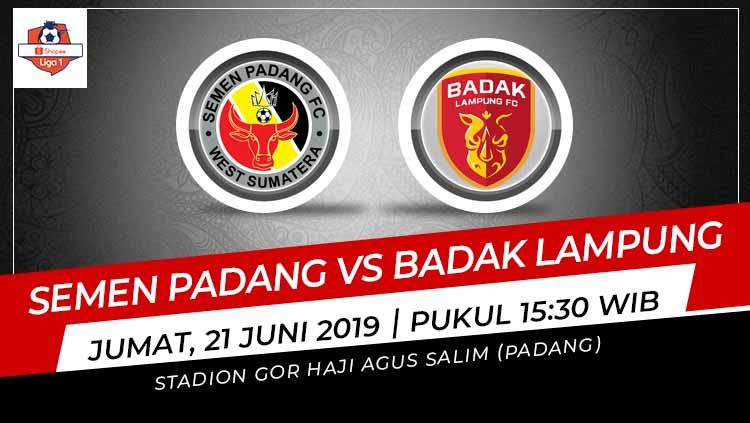 Pertandingan Semen Padang vs Badak Lampung. Grafis: Indosport.com Copyright: © Grafis: Indosport.com