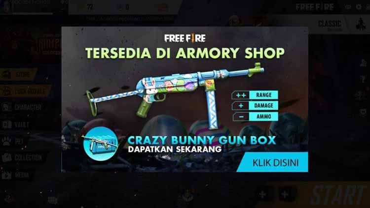Skin Crazy Bunny Terbaru MP40. Foto: freefire.gcube.id Copyright: &copy; freefire.gcube.id