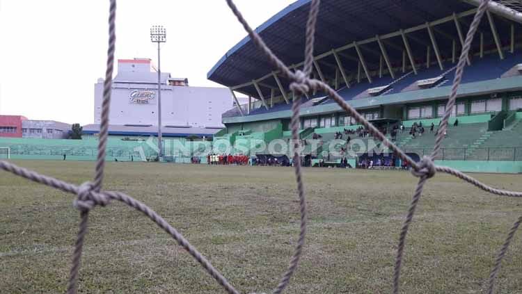 Kondisi rumput Stadion Gajayana mulai membaik jelang laga Liga 1 Arema FC. Foto: Ian Setiawan/INDOSPORT Copyright: © Ian Setiawan/INDOSPORT