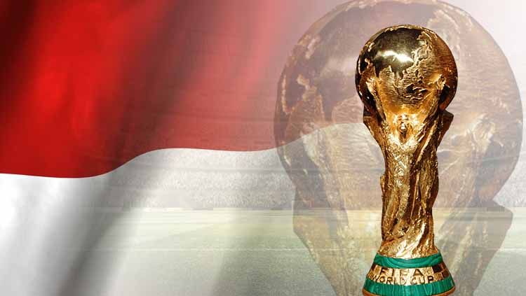Bendera Indoesia dan trofi Piala Dunia Copyright: © TrackMaven/Pinterest