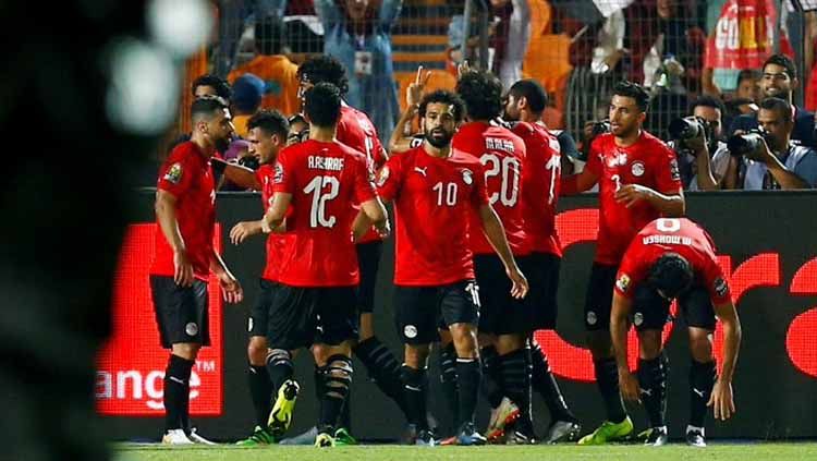 Mohamed Salah merayakan gol saat laga Mesir vs Kongo di Piala Afrika 2019, Kamis (27/06/19). Copyright: © Twitter/@SeeNewsEGY