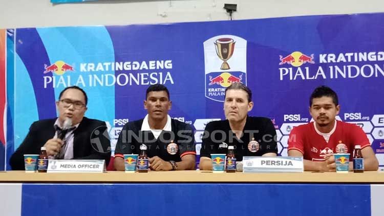 Konferensi pers Persija Jakarta vs Borneo FC pada Semifinal Leg 1 Piala Indonesia 2019 di Stadion Wibawa Mukti, Cikarang, Jawa Barat. Copyright: © Shintya Anya Maharani/INDOSPORT