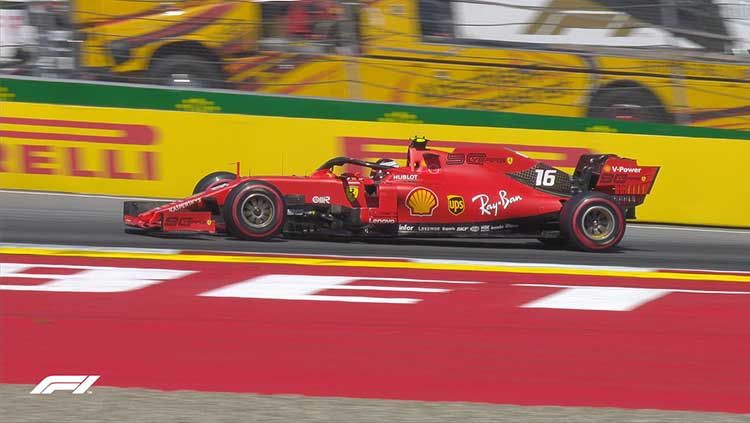 Pembalap Ferrari, Charles Leclerc, jadi yang tercepat di sesi latihan ketiga F1 GP Jerman 2019. Copyright: © Twitter/@F1