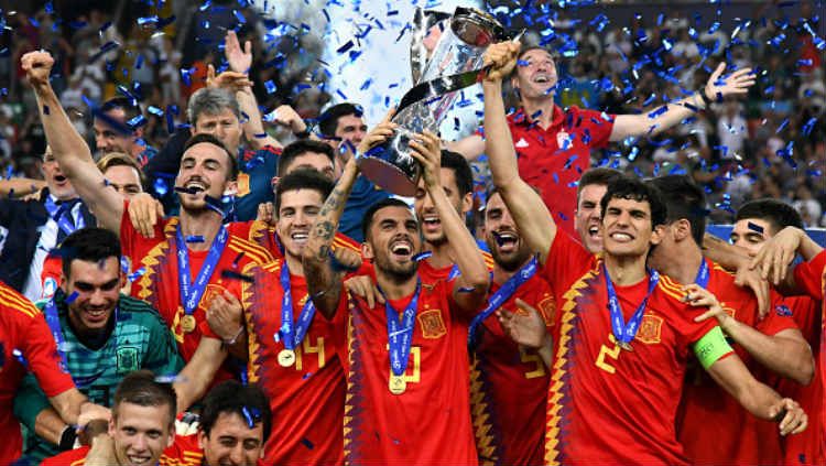 Timnas Spanyol U-21 telah berhasil meraih gelar juara Euro U-21 2019 setelah mengalahkan Jerman di partai final dengan skor 2-1, Senin (01/07/19) dini hari WIB. Alessandro Sabattini/Getty Images Copyright: © Alessandro Sabattini/Getty Images