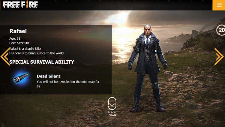 Karakter Rafael pembunuh berhati mulia Copyright: &copy; http://ff.garena.com/