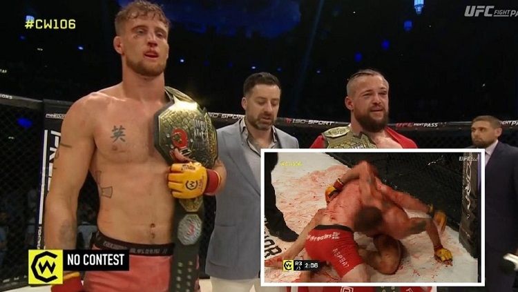 Duel Mixed Martial Arts (MMA) antara Nicolas Dalby dan Ross Houston terjadi pertumpahan darah. Copyright: © Twitter/@Grabaka_Hitman
