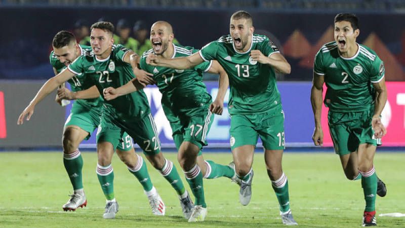 Selebrasi kemenangan Aljazair atas Pantai Gading di Piala Afrika 2019, Oliver Weiken/picture alliance via Getty Images Copyright: © Oliver Weiken/picture alliance via Getty Images