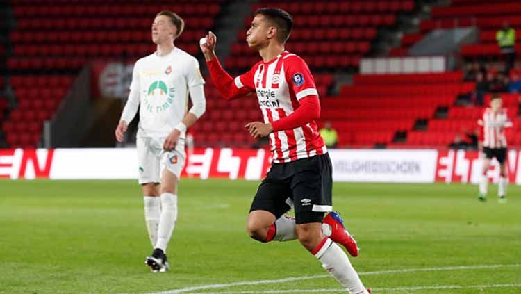 Jaell Hattu melakukan selebrasi saat melawan Telstar di De Herdgang Belanda (03/05/19). Aaron van Zandvoort/Soccrates/Getty Images Copyright: © Aaron van Zandvoort/Soccrates/Getty Images