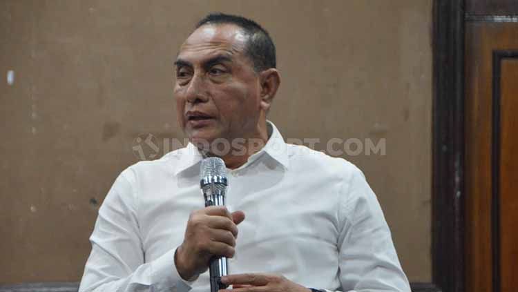 Gubernur Sumatera Utara (Sumut), Edy Rahmayadi, mengatakan Sumut akan memiliki stadion sepak bola bertaraf internasional pada tahun 2023 mendatang. Copyright: © Aldi Aulia Anwar/INDOSPORT