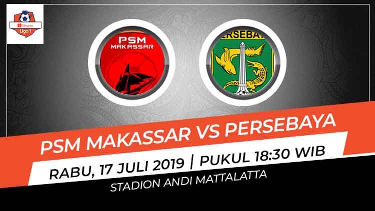 Susunan pemain pertandingan PSM Makassar vs Persebaya Surabaya pada lanjutan Shopee Liga 1 2019, Rabu (17/07/19), di Stadion Andi Mattalatta, Matoangin. Copyright: © INDOSPORT