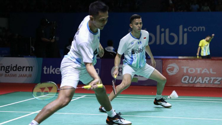 Fajar Alfian/Muhammad Rian Ardianto di babak pertama Indonesia Open 2019. Copyright: © Humas PP PBSI