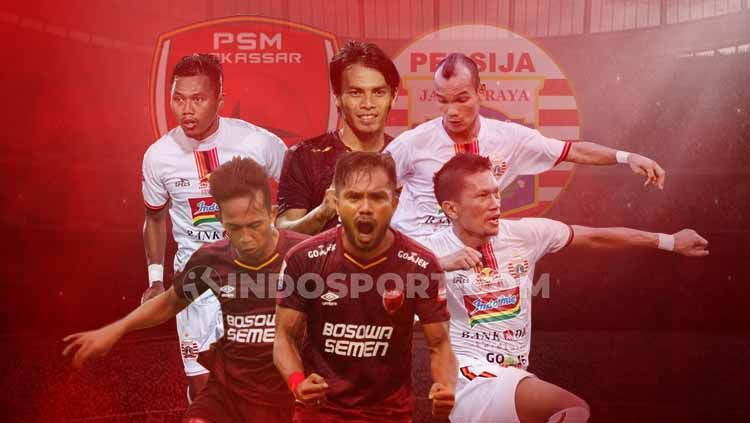 Adu tajam para pemain PSM Makassar vs Persija Jakarta. Copyright: © Grafis: Eli Suhaeli/INDOSPORT