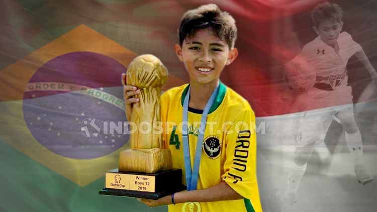 Wonderkid Indonesia, Welberlieskott de Halim Jardim, baru-baru ini mendapat pujian dari media Brasil dan disebut sebagai titisan Neymar. Copyright: © Grafis: Eli Suhaeli/INDOSPORT