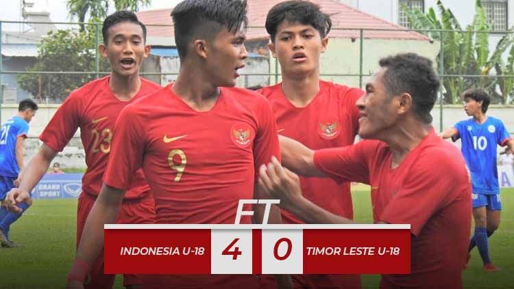 Babak akhir laga Timnas Indonesia U-18 vs Timor Leste U-18. Copyright: © PSSI/INDOSPORT