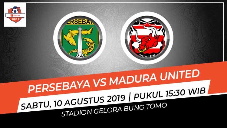 Link live streaming pertandingan sepak bola Liga 1 2019 antara Persebaya Surabaya menjamu Madura United. Copyright: © INDOSPORT