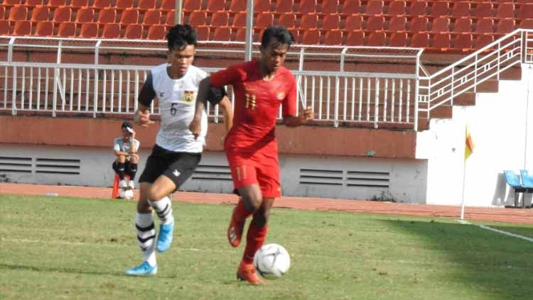 Laga penentu Indonesia U18 vs Laos U18 di Stadion Thong Nhat, Vietnam, Senin (12-08-19). Foto: Media PSSI Copyright: © Media PSSI
