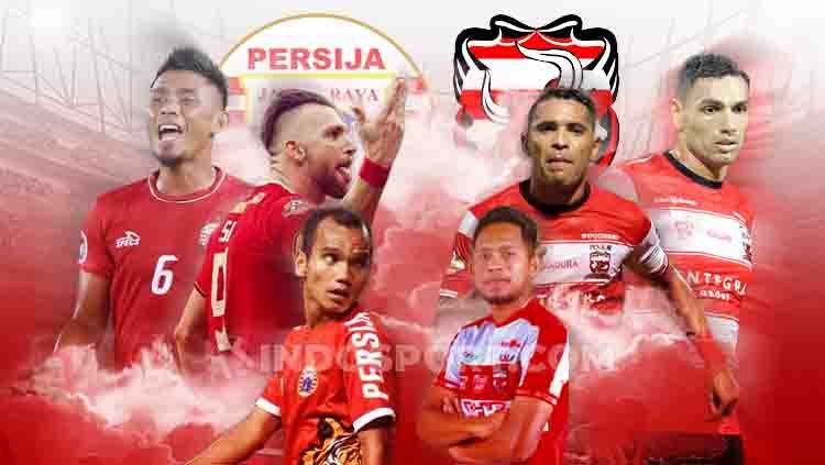 Laga Madura United melawan Persija Jakarta pada Jumat (16/8/19) pukul 18.30 WIB bisa disaksikan di Vidio.com. Copyright: © Grafis: Eli Suhaeli/INDOSPORT