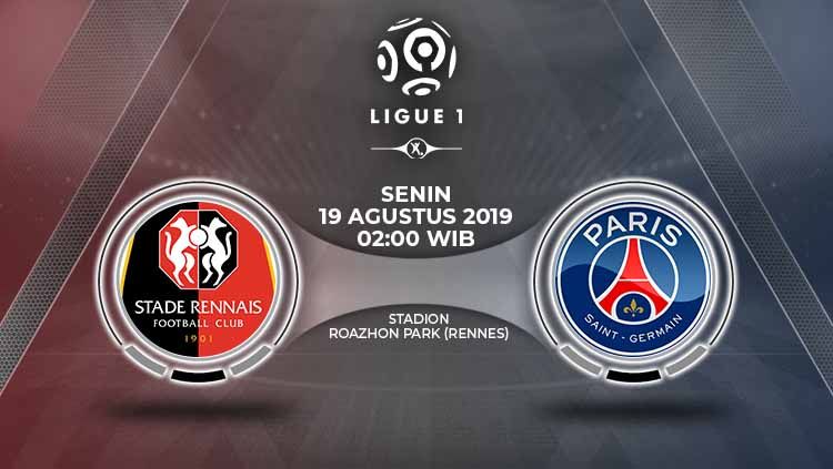 Ligue 1 Prancis pada hari Senin (19/08/19) dini hari bakal memainkan laga antara Rennes vs Paris Saint-Germain (PSG). Berikut prediksi pertandingannya. Copyright: © Grafis: Indosport.com