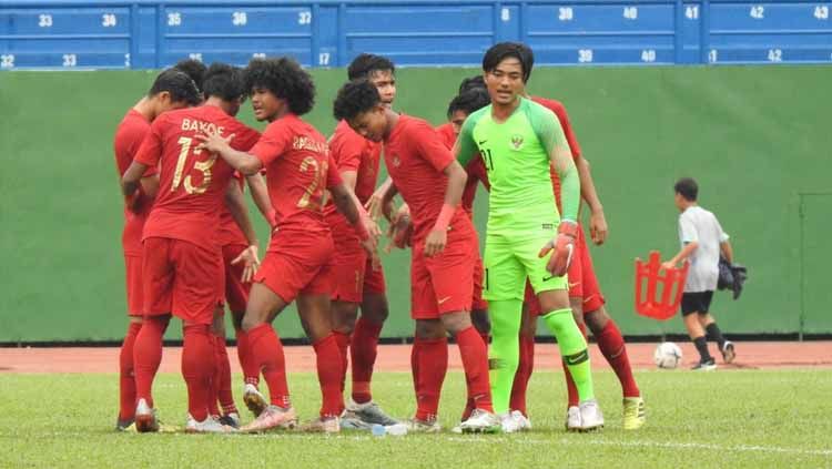 Skuat Timnas Indonesia U-18 saat menghadapi Malaysia U-18 di Piala AFF U-18. Copyright: © PSSI