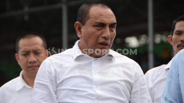 Gubernur Sumatera Utara, Edy Rahmayadi, masih kurang puas kepada PSMS Medan meski baru saja kembali ke jalur kemenangan di Liga 2 2019. Copyright: © Aldi Aulia Anwar/INDOSPORT