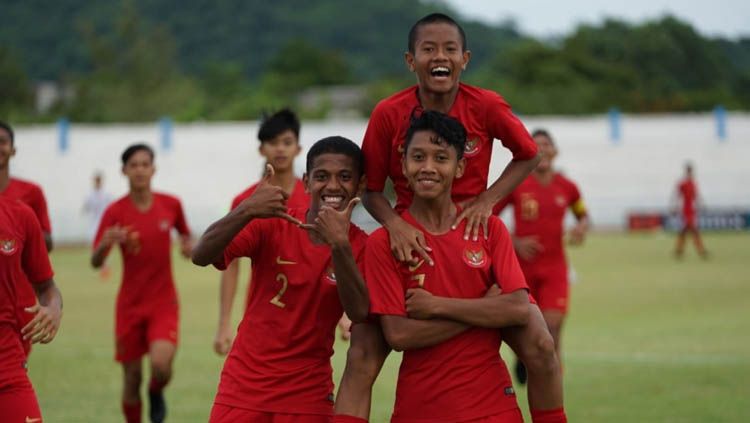 Timnas Indonesia U-15 saat merayakan gol. Copyright: © pssi.org