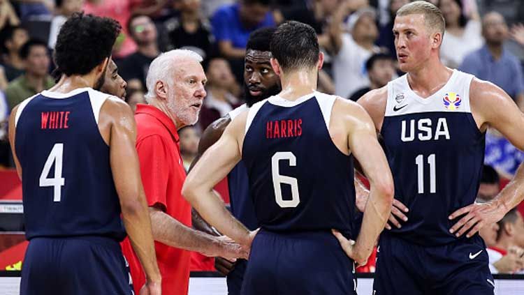 Amerika Serikat tetap menjadi tim peringkat satu dalam ranking dunia FIBA meski gagal di kejuaraan FIBA World Cup 2019. Copyright: © Zhizhao Wu/Getty Images